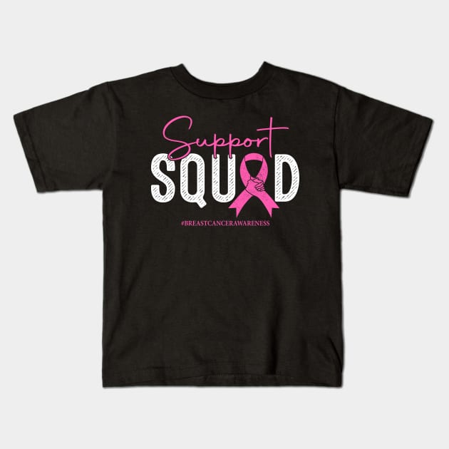 Breast Cancer Support Squad Pink Ribbon Kids T-Shirt by apesarreunited122